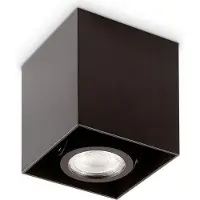 Ideal Lux Mood Square Modern Ceiling Lamp Aluminium Black 1 Light Gu10 7W 3000K D9Cm