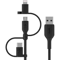 Belkin Câble 3-en-1 USB-A vers USB-C / Lightning / Micro USB 1 m Matière Synthétique Noir