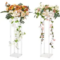 Vevor 2PCS Support de Fleurs de Mariage 80 cm Porte-fleurs Centre de Table Mariage Stratifié Acrylique Vase Géométrique Présentoir Floral pour Réception d'Événements