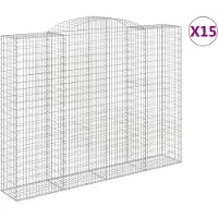 vidaXL Gabions avec arc surélevé 15 pcs 300x50x220/240cm Fer galvanisé