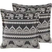 Beliani Set de 2 coussins décoratifs 45 x 45 cm noir et blanc ATABAGI (45 x 45 cm)