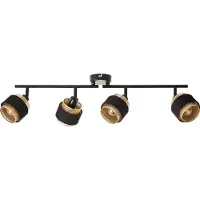 Brilliant noir or Tube spot GROVE | 87,1 cm de largeur | 4 x E14 max. 28 W | Têtes & bras orientables | Métal/textile