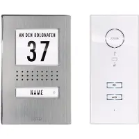 M-E Modern-Electronics 41137 Interphone filaire Set complet 1 foyer acier inoxydable, blanc