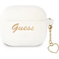 GUESS Gua3Lschsh Airpods 3 Coverbiały/White Silicone Charm Heart Collection