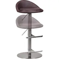 FineBuy Tabouret de bar en acier inoxydable marron, hauteur d'assise réglable de 54 à 79 cm, tabouret de bar avec dossier, tabouret de bistrot rembourré, tabouret de comptoir pivotant à 360°