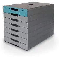 Durable Boîte à tiroirs IDEALBOX PLUS gris/bleu 776306, DIN C4 avec 7 tiroirs (A4, C4)
