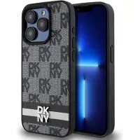 DKNY DKHCP14XPCPTSSK iPhone 14 Pro Max 6.7" czarny/black étui rigide en cuir à motifs mono & P (Apple iPhone 14 Pro Max), Coque pour téléphone portable, Noir