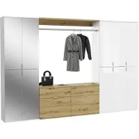 Ebuy24 ProjektX ensemble d'armoires de rangement P11 blanc brillant, blanc, chêneReproduction.