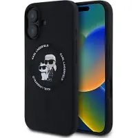 Karl Lagerfeld KLHMP16SSCMKCRHK iPhone 16 czarny/black HC MagSafe Silicone KC Heads Ring (Apple iPhone 16), Coque pour téléphone portable, Noir