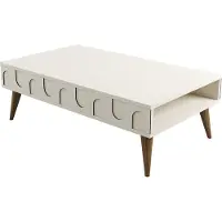 Skye Decor , Lyon 34 - Crème, Noyer, Table basse, Crème, PANNEAUX DE PARTICULES 100 % MÉLAMINÉS, 105 x 60 x 34,6 cm