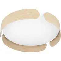 Eglo Plafonnier LED Valcasotto, luminaire de plafond pour couloir ou salon, lampe ronde avecReproduction bois, luminaire apparent, lampe de plafond en bois, blanc chaud, Ø 48,4 cm