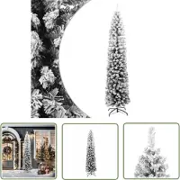 The Living Store Arbre de Noël artificiel élancé avec neige Vert 210 cm PVC
