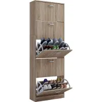 VCM Étagère en bois Kipper Étagère à chaussures Armoire à chaussures Basculement de chaussures 5 abattants Sipos XL