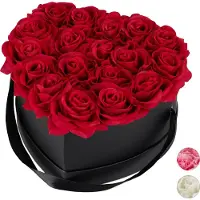 Relaxdays Boîte à roses e coeur 18 roses (13 cm)