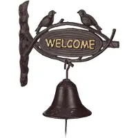 Relaxdays Cloche Sonnette Fonte De Fer Porte Welcome Clochette Jardin Oiseaux Murale