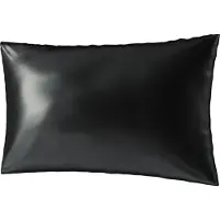 Ailoria BEAUTY SLEEP Housse d'oreiller en soie à fermeture éclair (65x100) (noir) (Taie d’oreiller, 100 x 65 cm, 65 x 100 cm)