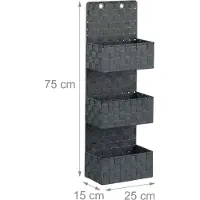 Relaxdays Organiseur avec 3 paniers de rangement (4 l, 1x, 15 x 25 x 75 cm)