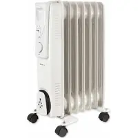 Emerio Radiateur à huile HO-124421 – 15 m² – 1500 W – 7 ailettes – Thermostat réglable – 3 niveaux de chauffe –mécanique – avec roulettes