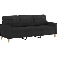 vidaXL Canapé à 3 places Noir 180 cm Tissu