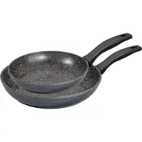 Stoneline Poêle Lot de 2 10640 Rôtir, Diamètre 20/26 cm, Adapté à l'induction, Poignée fixe, Anthracite