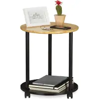 Relaxdays Table d'appoint ronde sur roulettes (49 x 40 x 49 cm)
