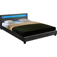 Corium LED Textil Lit double Lit rembourré 140x200cm Cadre de lit Tissu