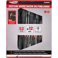 AWTOOLS Jeu de tournevis - - - 12 pièces - Acier CrV S2 trempé - Manche TPR antidérapant