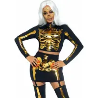 Leg avenue PC Golden Skeleton comprend - GRAND / NOIR / OR
