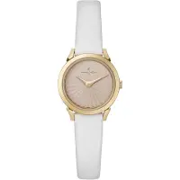 Pierre Cardin Montre femme montre à deux aiguilles montre à quartz analogique avec bracelet en cuir 3ATM 27mm CPI.2509 Blanc/Or