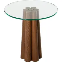 Skye Decor , Thales - Noyer, transparent, table basse, verre trempé à 100 %, noyer, 50 x 50 x 50 cm