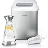 Arendo Machine à glaçons , machine à glaçons, Ice Cube Maker, autonettoyage, réservoir d'eau de 1,5 litre, temps de production 8 - 9 minutes, 10 - 12 kg / 24 h, silencieux, argent/blanc