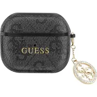 GUESS , Couverture pour Airpods 3 4G Script avec breloque scintillante ornée de strass, noir