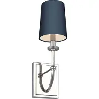 FEISS Felixstowe LED Applique murale G9 chrome, abat-jour imitation soie bretonne bleu breton IP44 (300 lm, G9, IP44)
