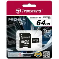 Transcend microSDXC 64GB Class 10 UHS-I 400x + adaptateur SD