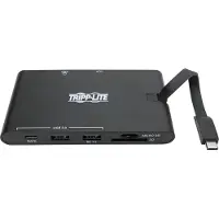 Eaton Tripp Lite USB-C Dock U442-DOCK3-B écran unique/1xHDMI 1.4/VGA/jusqu'à 1x4K/3xUSB 3.2/microSD/RJ45/support PD 100W/noir/adaptateur secteur non inclus