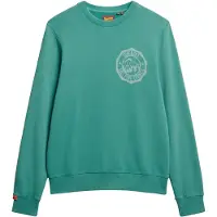 Superdry Homme Coton Imprimé Monochrome Décontracté Lo-Fi Outdoor Sweat Ras Du Cou, Vert &amp; Blanc - Taille: S