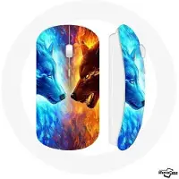 CAPACHEAP Souris Sans Fil Loup de Glace et de feu