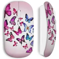 CAPACHEAP Souris Sans Fil Butterflies pink blue