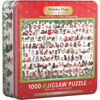Eurographics Puzzle Holiday Dogs dans une boîte en fer blanc, Smart Cut, 1000 pièces, 48 x 68 cm, 8051-0939