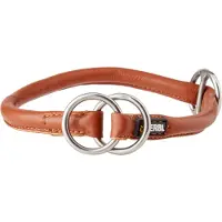 Nobrand Collier en cuir rond Roma avec stoppeur 50cm, 8mm, cognac