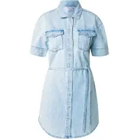 DKNY Self Belted Short Sleeve Dress Bleu S Femme
