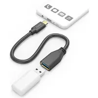 Hama Câble adapt. USB, OTG, f. mâle USB-C - f. femelle USB-A, 15 cm, noir