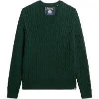Superdry Cable V Neck Sweater Vert 2XS-XS Femme