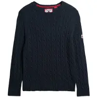 Superdry Femme Pull en Maille Torsadée Décontracté Navy Taille: 34