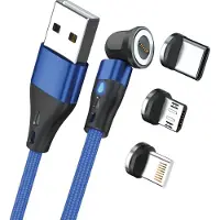 RealPower Magnetic cable 3 Amp,1m,blau mit Adaptern