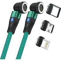 RealPower 439650 Magentic cable,1m 2x magnetisch,grün mit Adaptern