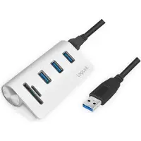 Logilink LogiLinkCR0045 Hub USB 3.0 + avec lecteur de cartes, 3 ports, argenté