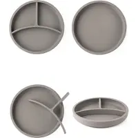 Eco rascals Assiette en silicone, Gris