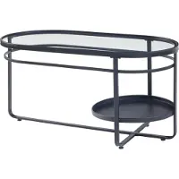 En.casa Table basse 'Kumla' ovale structure métallique avec plateau en verre 90 x 42,5 x 46 cm noir