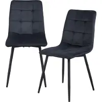 En.casa Chaise de salle à manger 'Lexnitz' set de 2 pièces rembourré pieds ronds en acier velours 89 x 44 x 45 cm noir